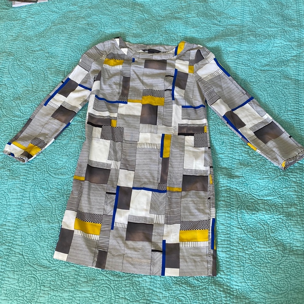 Armani Satin Geometric Mini Dress 3/4 Sleeve